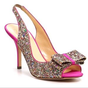 Kate Spade Charm Multicolored Glitter Slingback